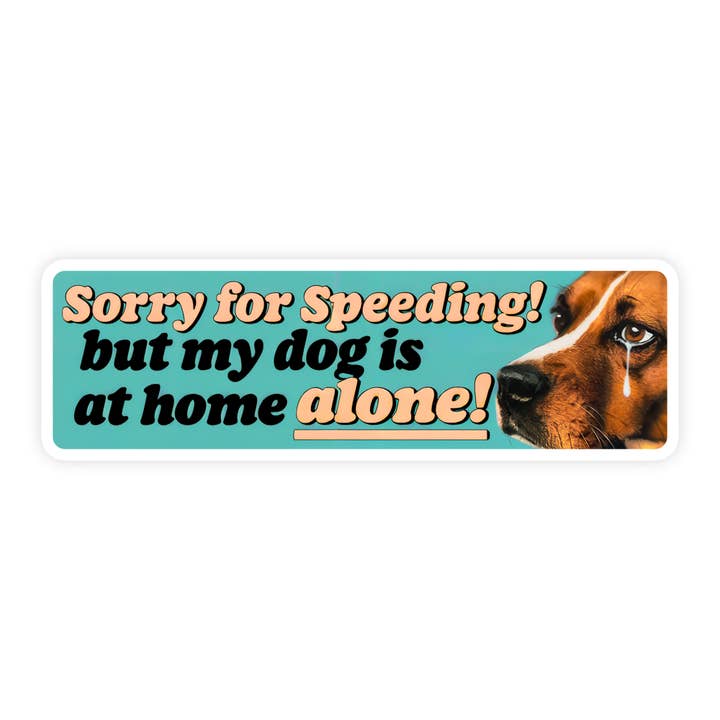 Sticker Bull - Wholesale Sticker - Sorry for Speeding, But My Dog Is at Home Alone Sticker