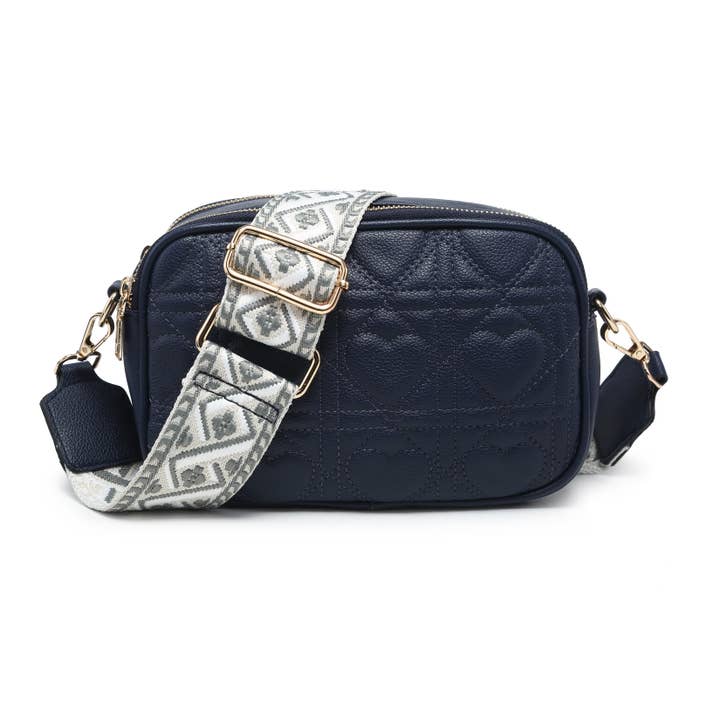 Papaya Fashion Ltd - Wholesale Crossbody Bag - Women's - GL239607-Quited Heart Pattern Double Sections Cross Body Bag2