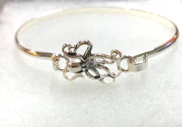 0011 PREMIERE - Wholesale Cuff Bracelet - FR3469 Antique Silver Nautical Octopus Metal Casting Bangle5