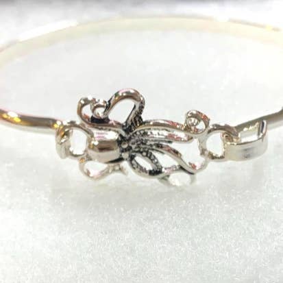 0011 PREMIERE - Wholesale Cuff Bracelet - FR3469 Antique Silver Nautical Octopus Metal Casting Bangle5