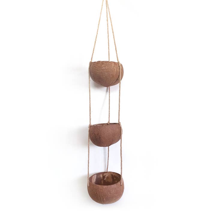 Rainforest Bowls - Wholesale Hanging Planter - Hanging Coconut Planter (3-Tier)