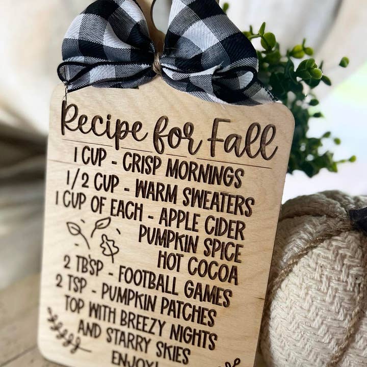 Recipe For Fall Faux Cutting Board for wholesale by Little Country Cottage LLC