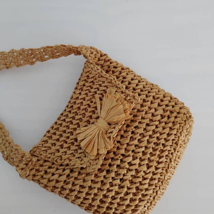 Raffia Small Girl Cross Body Bag from France for wholesale by AND-selects Artisan Elegance