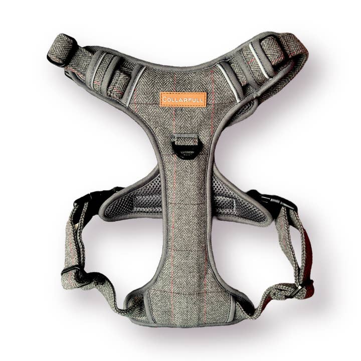 Arnês para Cão Adventure Trails - Tweed Herringbone Cinzento por atacado de Collarfull