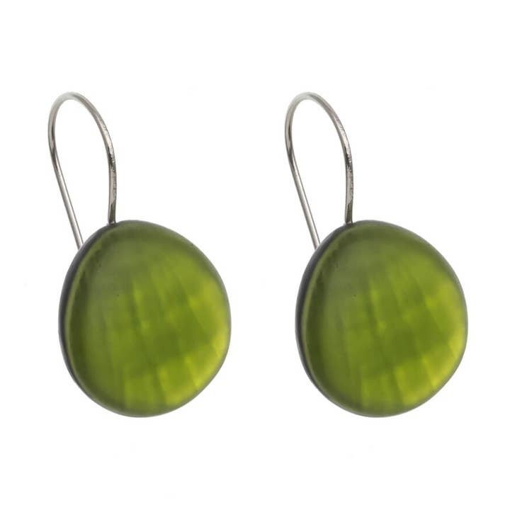 Resin & Shell Drop Earrings - MED, Rounded Edge, 0.75" for wholesale by Origin Jewelry