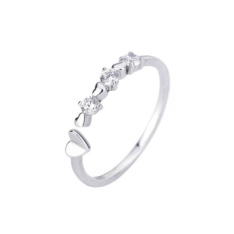 Perimade & Co. LLC - Wholesale Multi-Stone Ring - Dainty Gold Heart Open Stacking Ring in 925 Sterling Silver6