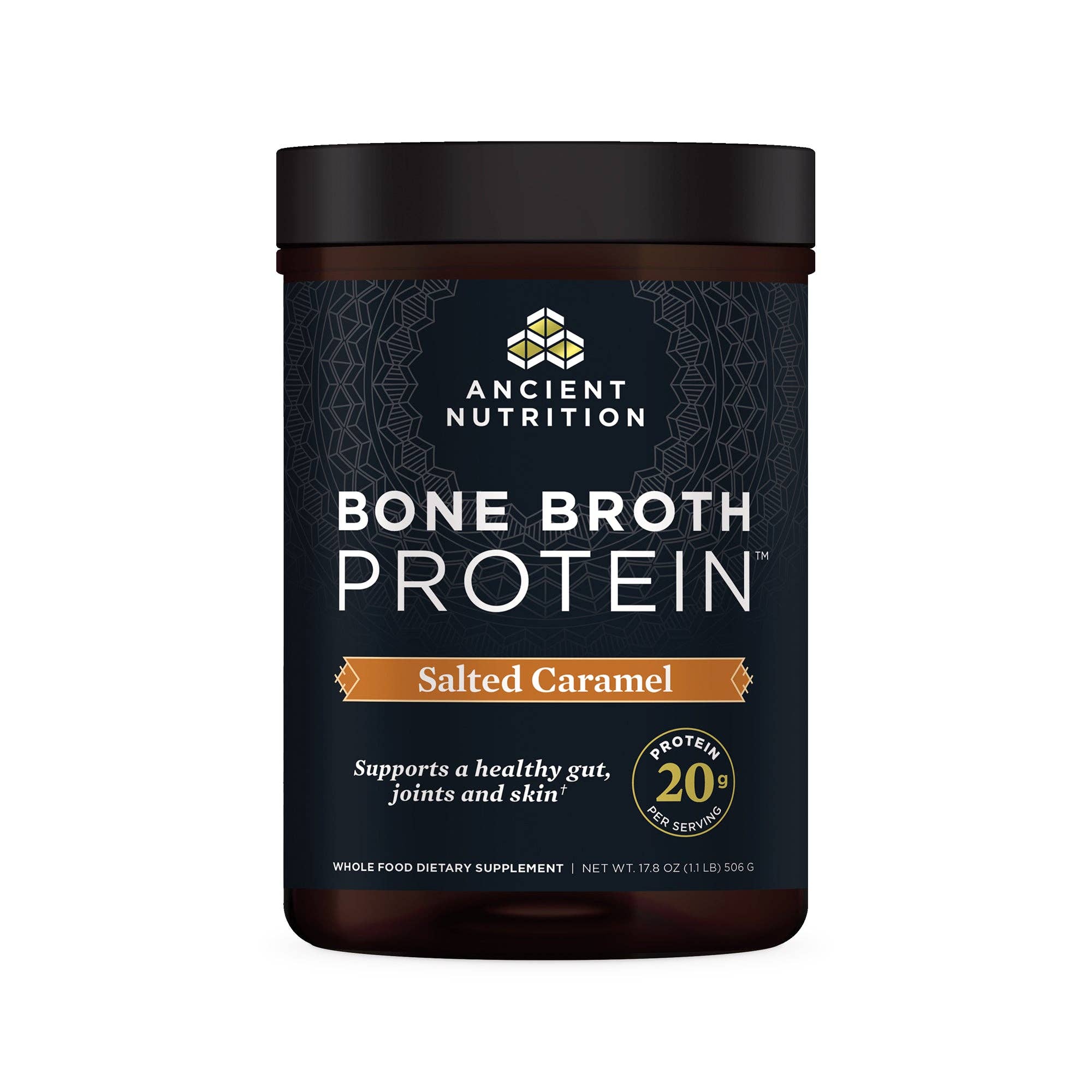 Black Bone Broth Protein | Powder Salted Caramel (20 Servings) for wholesale on Faire
