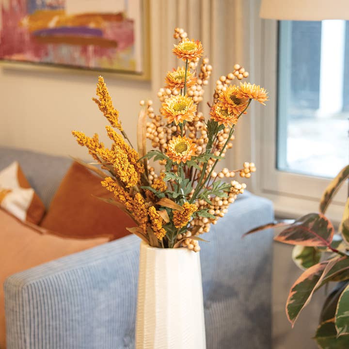 Saybrook Lane - Wholesale Artificial Flowers - Golden Strawflower Spray, 25"3