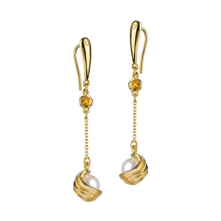 Energy Earrings - Gold, Pearl for wholesale by Eleni Orfanou