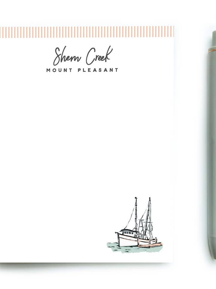 Sherbet Painted Streets - The Shem Creek Notepad for wholesale by Texture Design Co