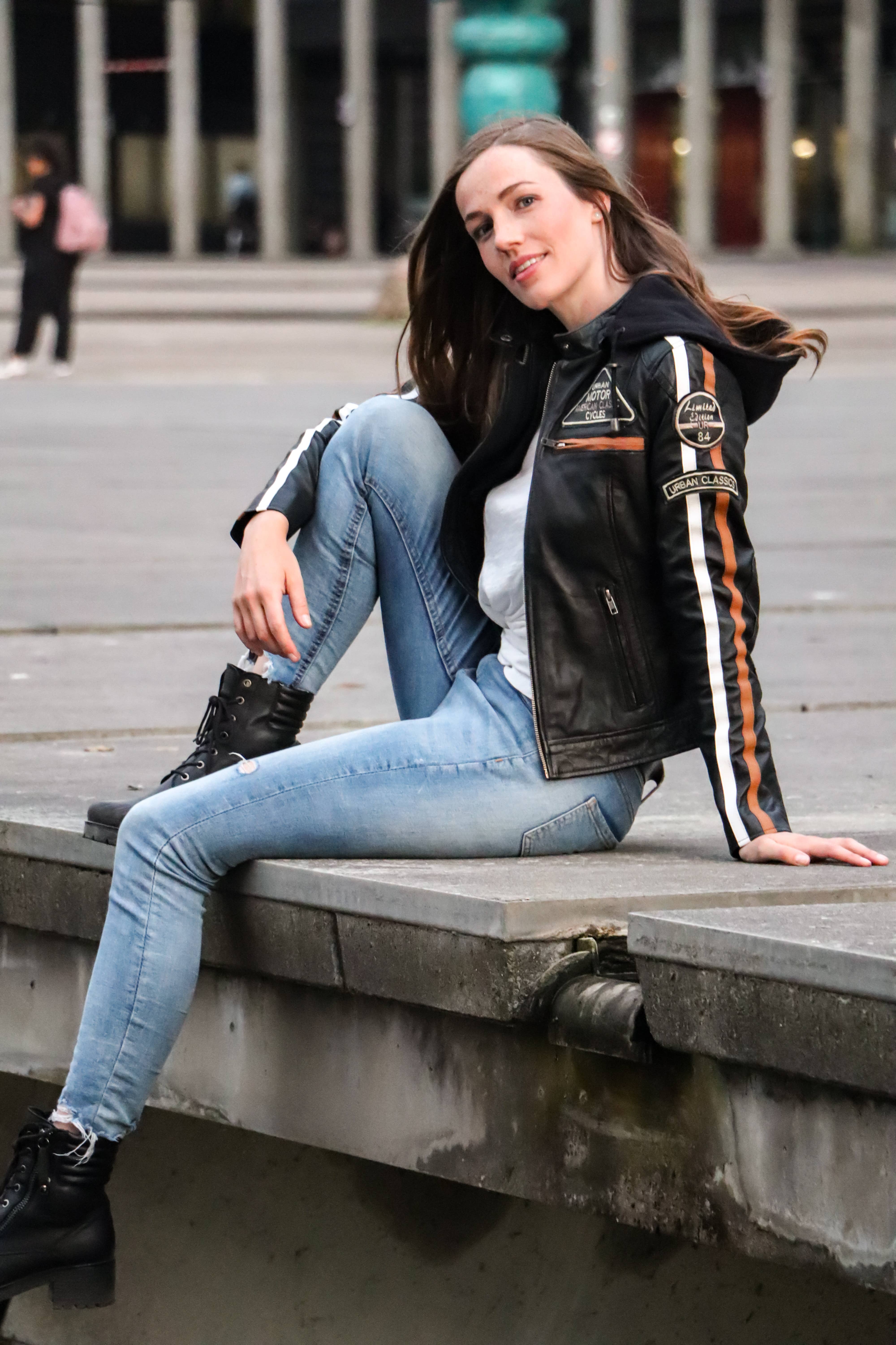 Black URBAN 5884 - FIFTY EIGHT ladies - leather jacket for wholesale on Faire2