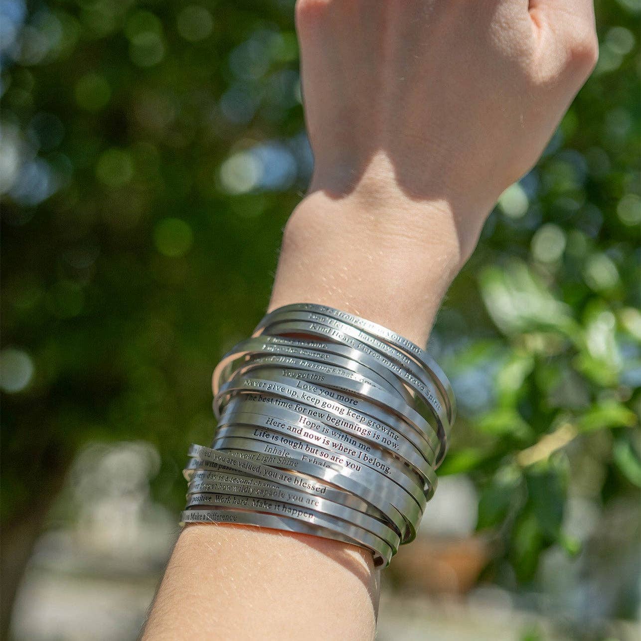 WJW - Wholesale Cuff Bracelet - 18K Gold PVD Dont let Hard Days Win Engraved Bangle Bracelet7