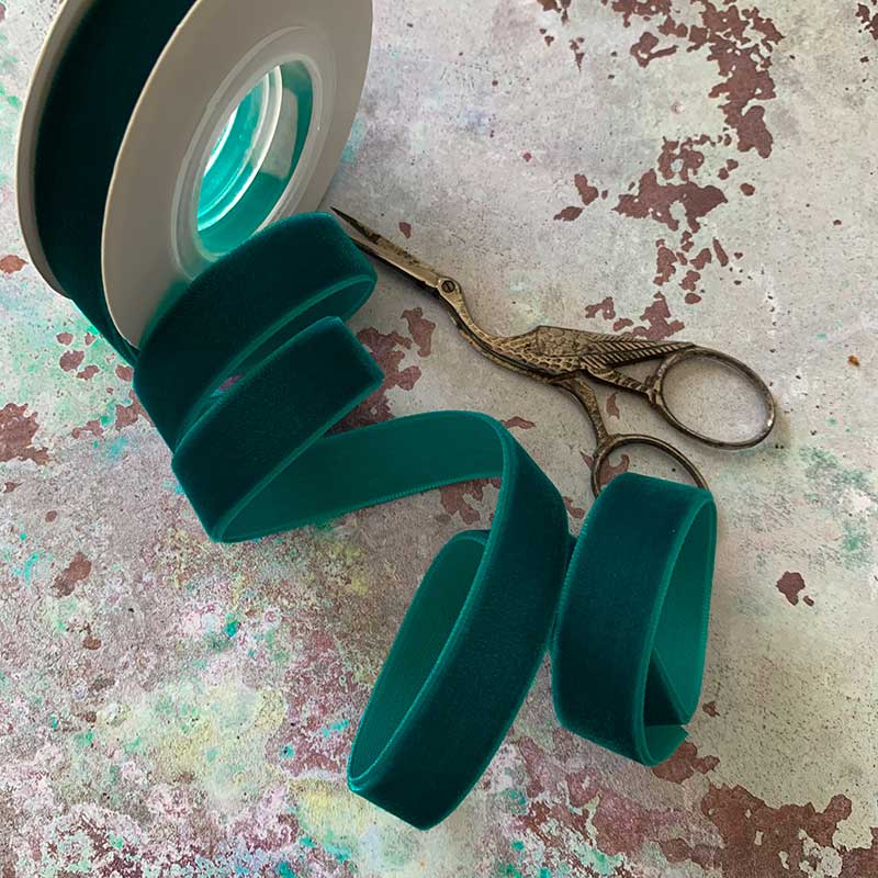 Imaginediy - Vente Ruban – emballage cadeau - Ruban en velours bleu sarcelle 16 mm, rouleau de 3 mètres1