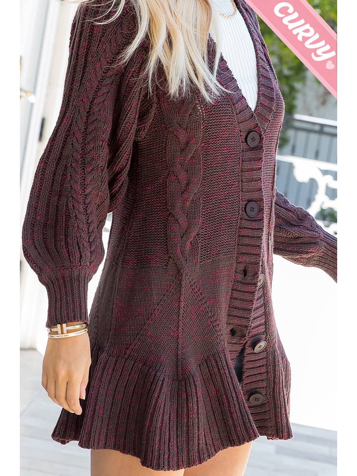 CHOCO BERRY SW337PL CABLE KNIT CARDIGAN for wholesale on Faire28