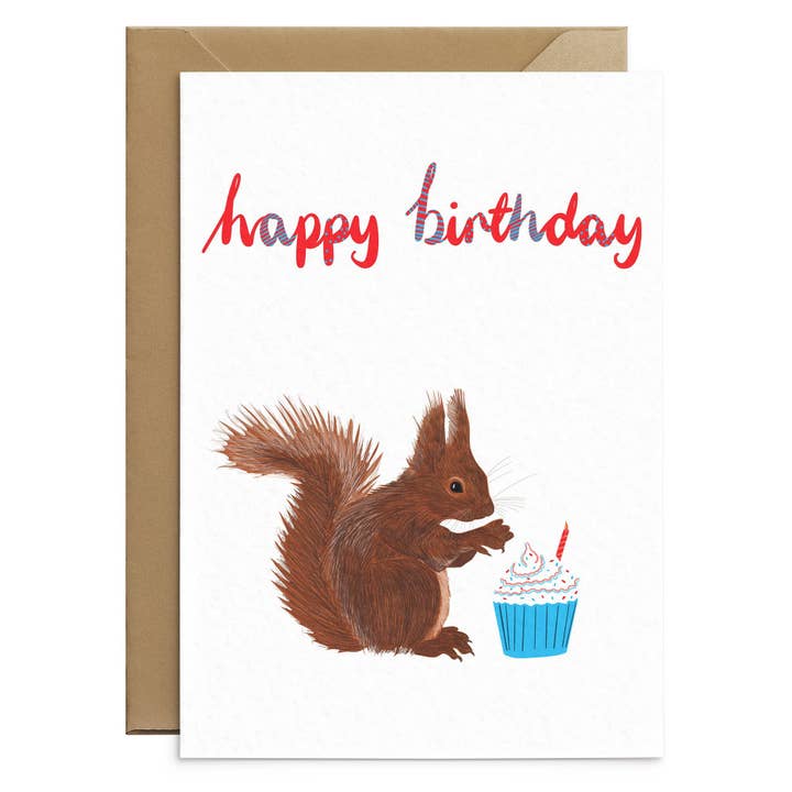 Eichhörnchen-Geburtstagskarte für den Großhandel von Poppins & Co.