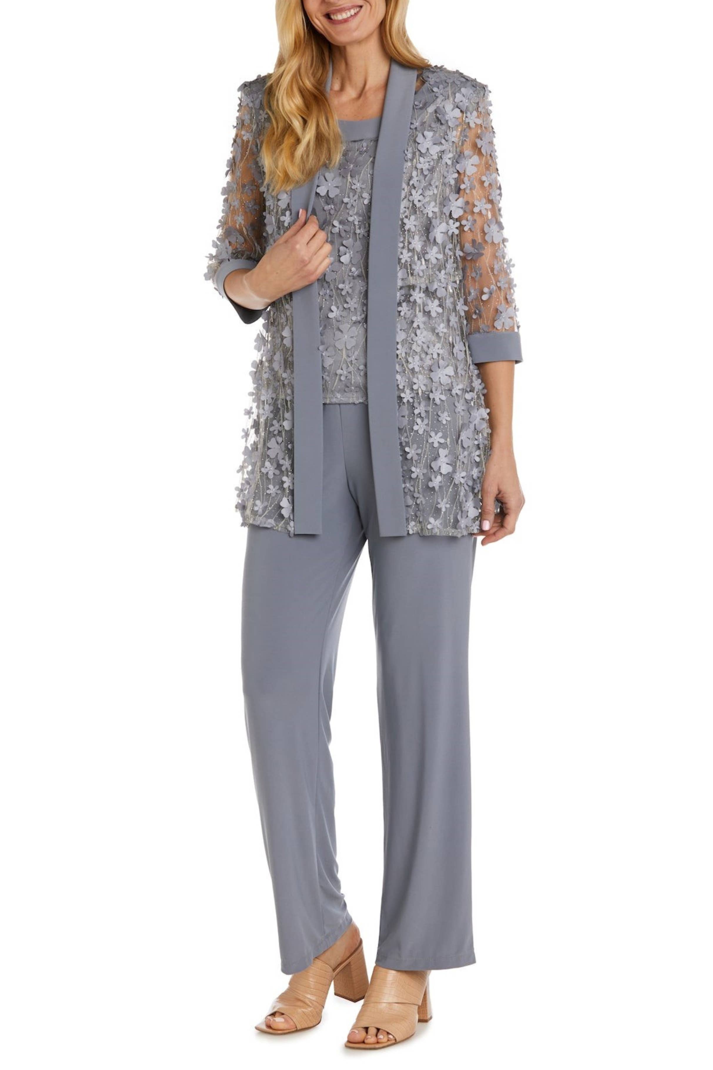SILVER RM Richards 3-Piece Floral Applique Pants Set for wholesale on Faire