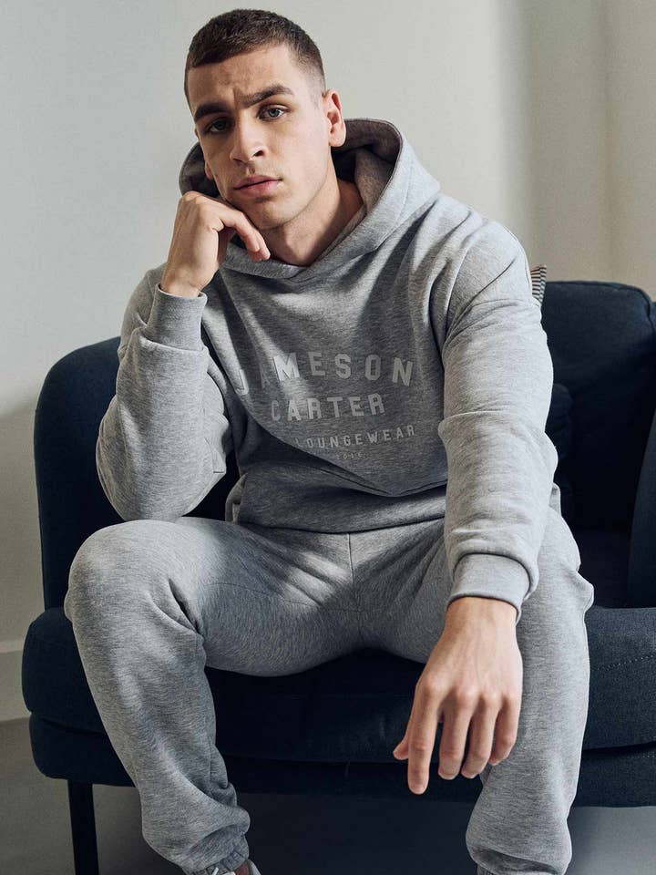 Cody Loose Fit Tracksuit Hoodie - Grey Marl for wholesale by Jameson Carter