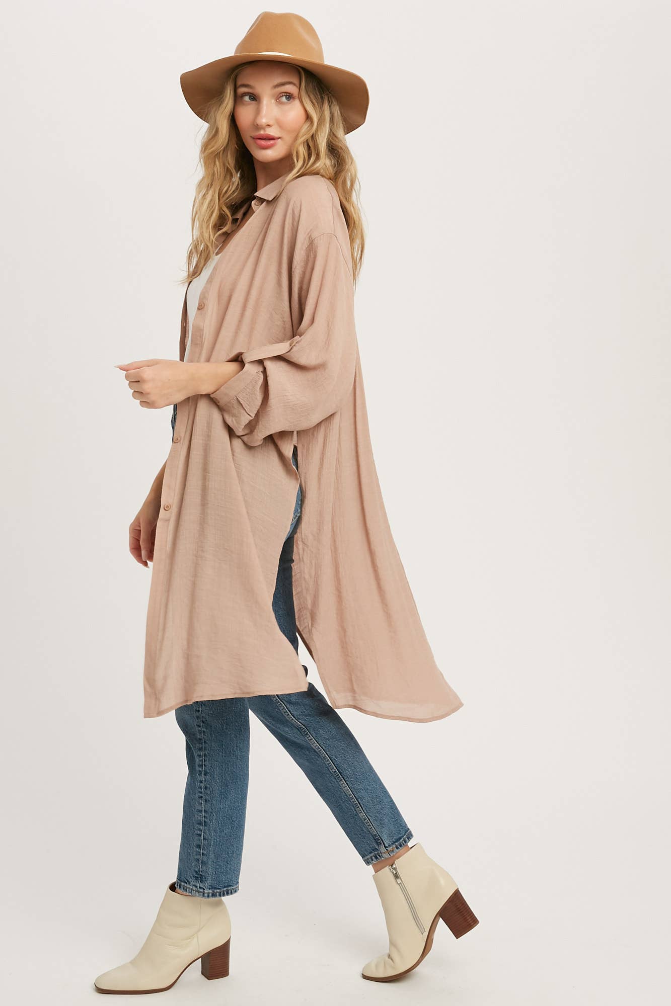 Bluivy - Wholesale Button Down Shirt - Women's - BUTTON-UP VENTED LONGLINE SHIRT49