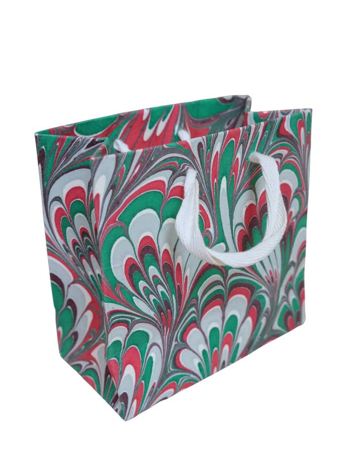 Holiday Festive Hand Marbled Gift Bag (Small) for wholesale by Inner Child
