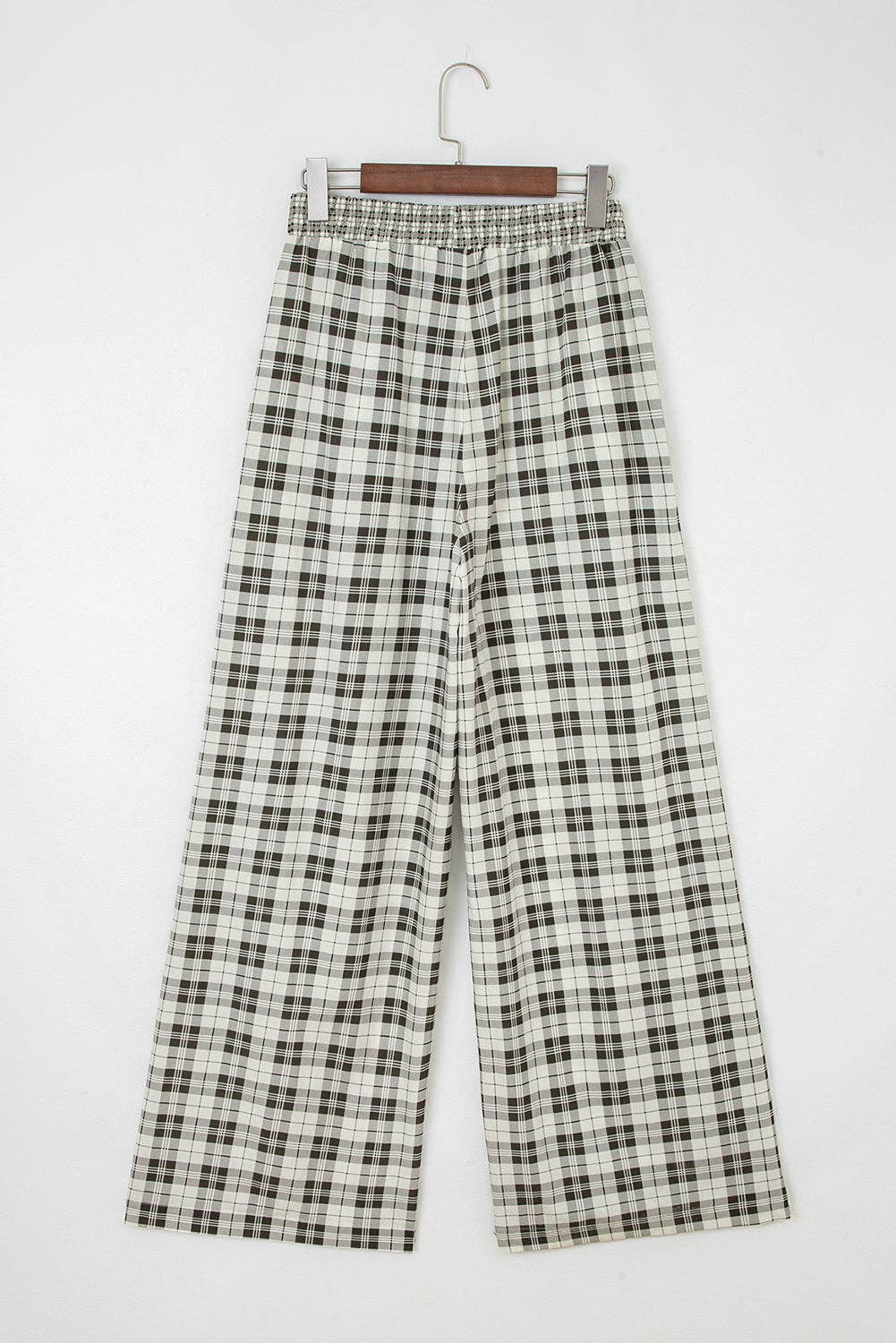 Gray Plaid Patchwork Wide Leg Pants for wholesale on Faire6
