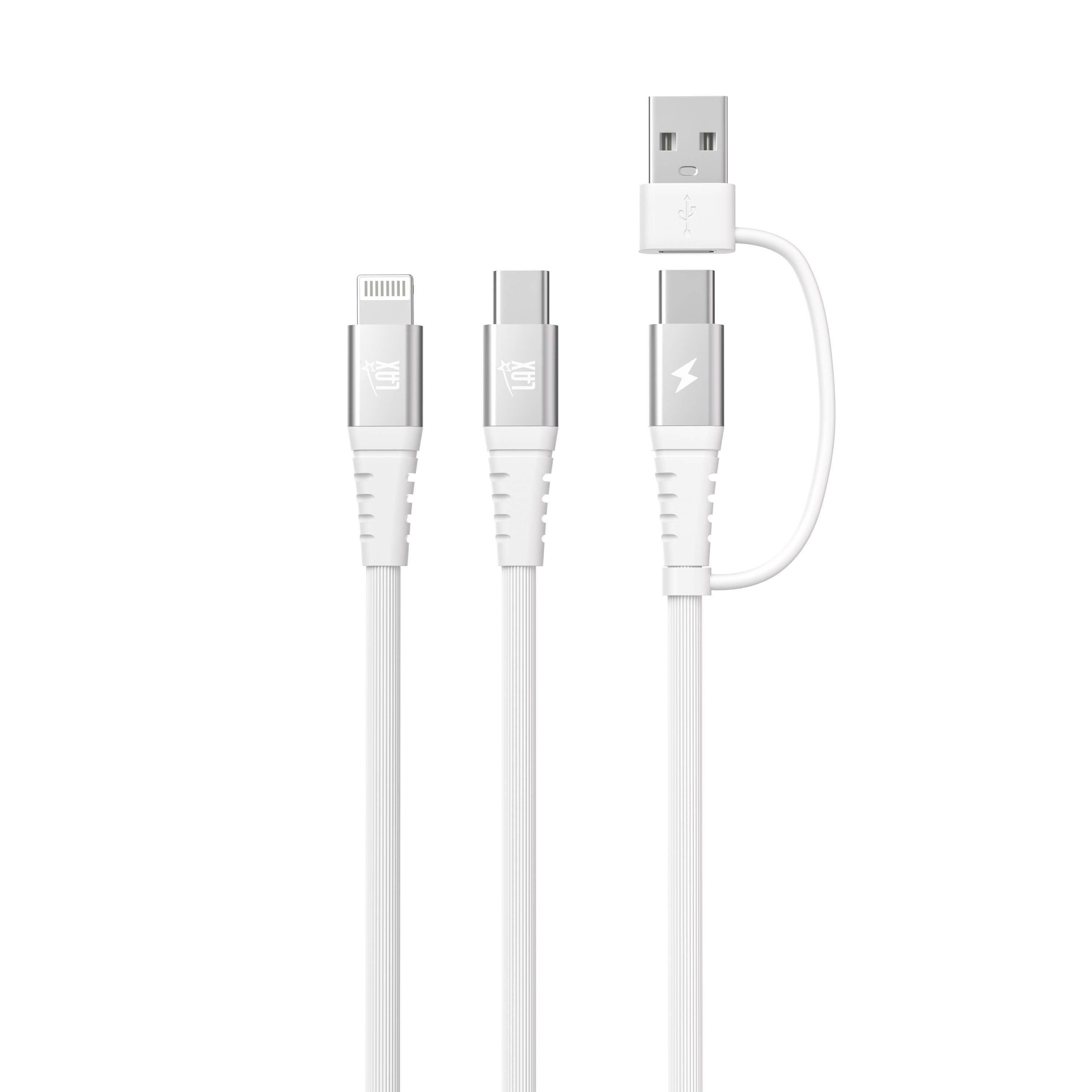 LAX Gadgets - Wholesale Charging Cable - 4-in-1 USB-A/USB-C to USB-C and Iphone Cables-Retail Pack0