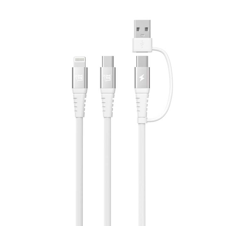 LAX Gadgets - Wholesale Charging Cable - 4-in-1 USB-A/USB-C to USB-C and Iphone Cables-Retail Pack