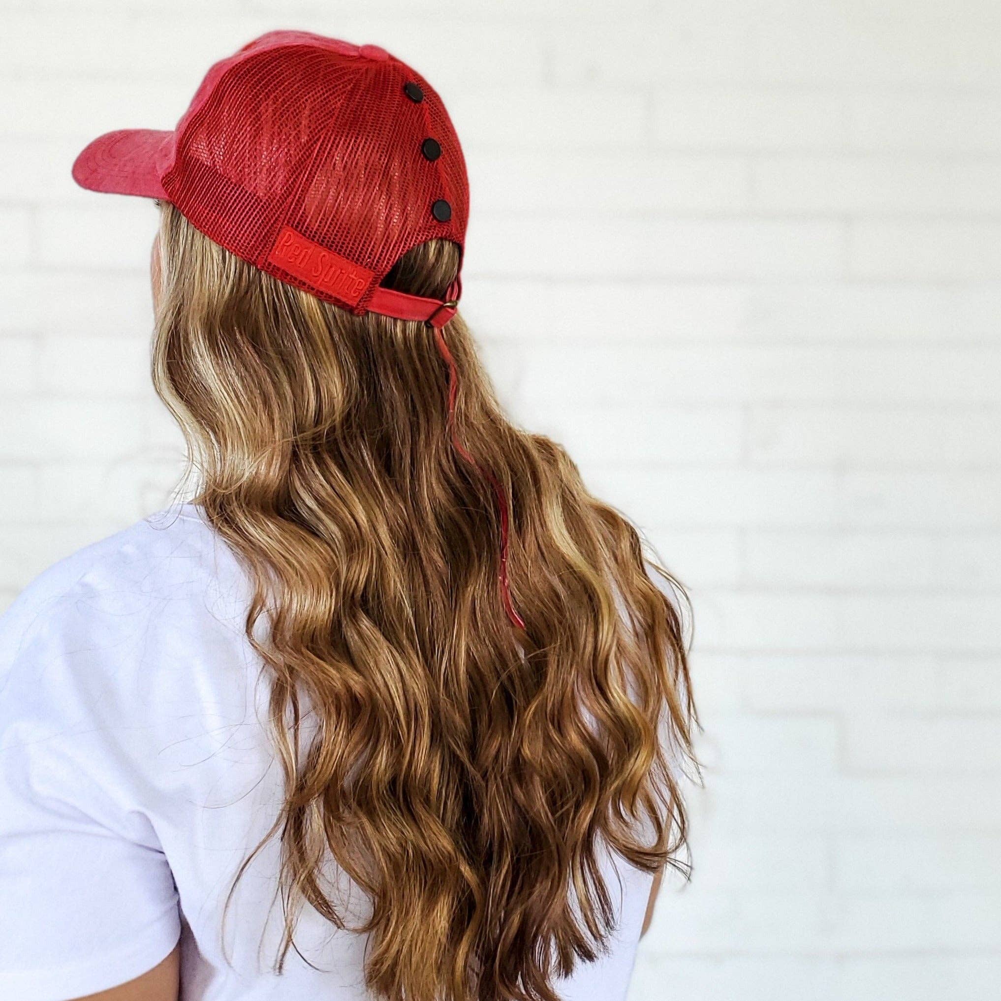 Red Sprite Hats - Wholesale Baseball Cap - Women's - Hidden Messy Bun Baseball Cap 1.0, High Ponytail Hat16