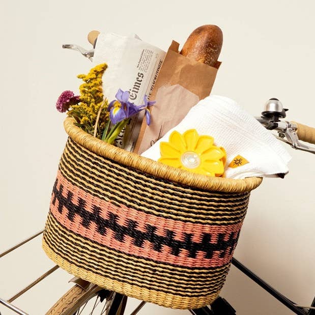 Bike Bicycle Basket - Pink Stripes for wholesale by The African Home Goods