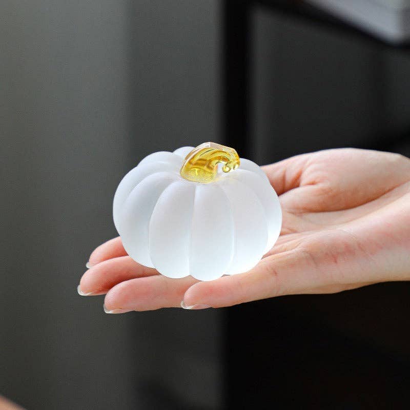 Gohobi （We cover U.S. import duties） - Wholesale Decorative Tabletop Object - Gohobi Pate de Verre Pumpkin Halloween Glass Ornament Teapot Lid Stand Paperweight29