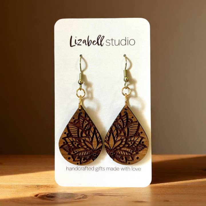 Leaf Lace Drop Earrings for wholesale by Lizabell Studio