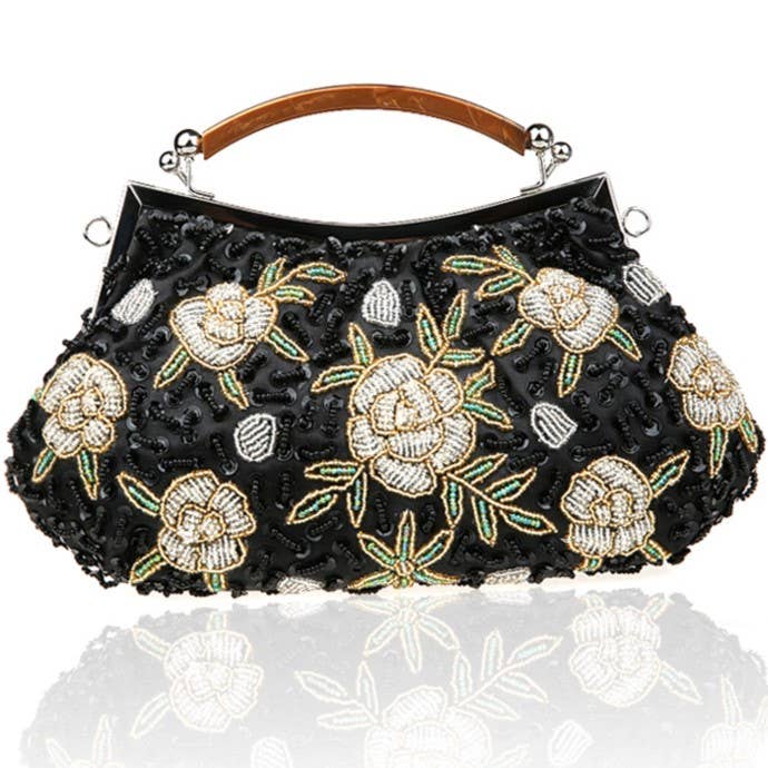 PEACH ACCESSORIES - Wholesale Clutch Bag - Women's - Floral Beaded Evening Clutch Bag A00065