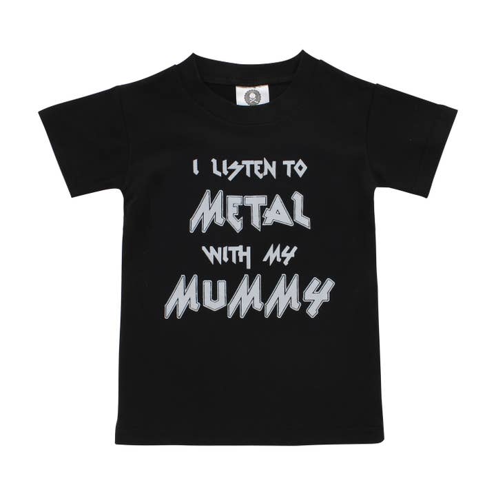 Camiseta infantil de algodón estampada I listen to Metal with my Mummy para venta al por mayor de Metallimonsters