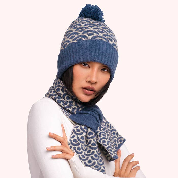 Powder Design inc - US - Wholesale Beanie - Women's - *Pre-Order AW26* Agatha Pompom Hat in Denim Mix2