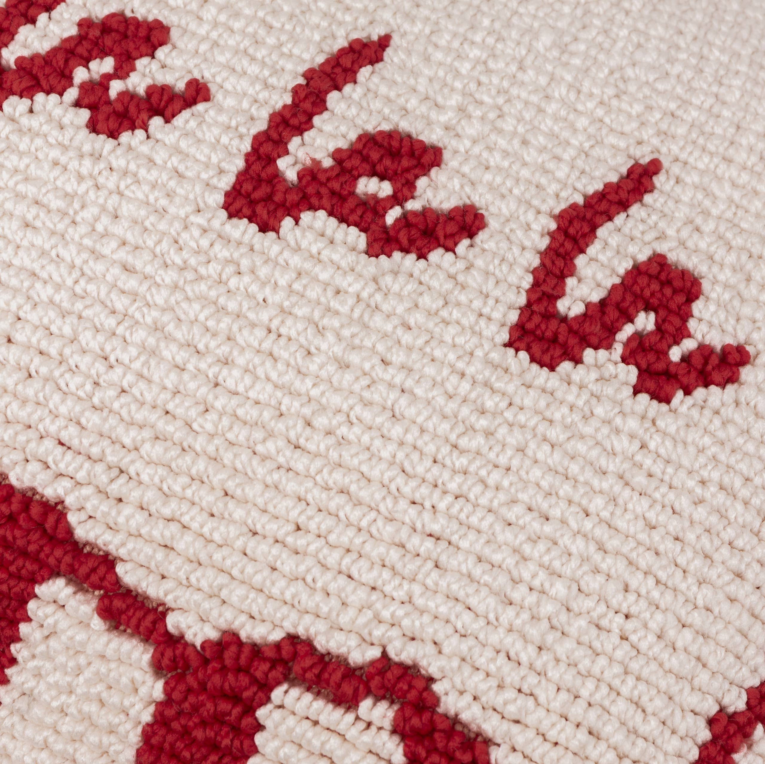 Red White Candy Fa La La Tufted Cushion Red/White for wholesale on Faire3