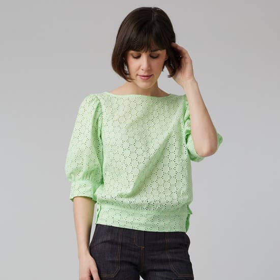 Coralie Bijasson – Kit de costura artesanal por atacado – Molde Ermine - Blusa com mangas largas estilo balloon - tamanhos 34 a 484