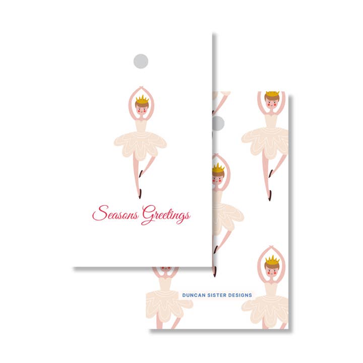 Kerstballerina Ornament Cadeaulabels – Set van 8, Gemaakt in de VS voor wholesale door Duncan Sister Designs