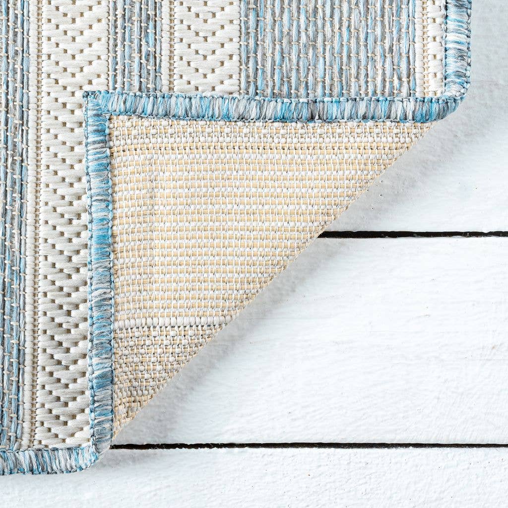 Abani Rugs - Vendita all'ingrosso Tappeto - Tappeto da Interni/Esterni a Righe Orizzontali Blu Oceano2