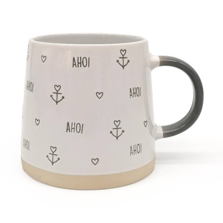 Tasse mit Henkel "Ahoi Anker", grau für den Großhandel von Mea-Living