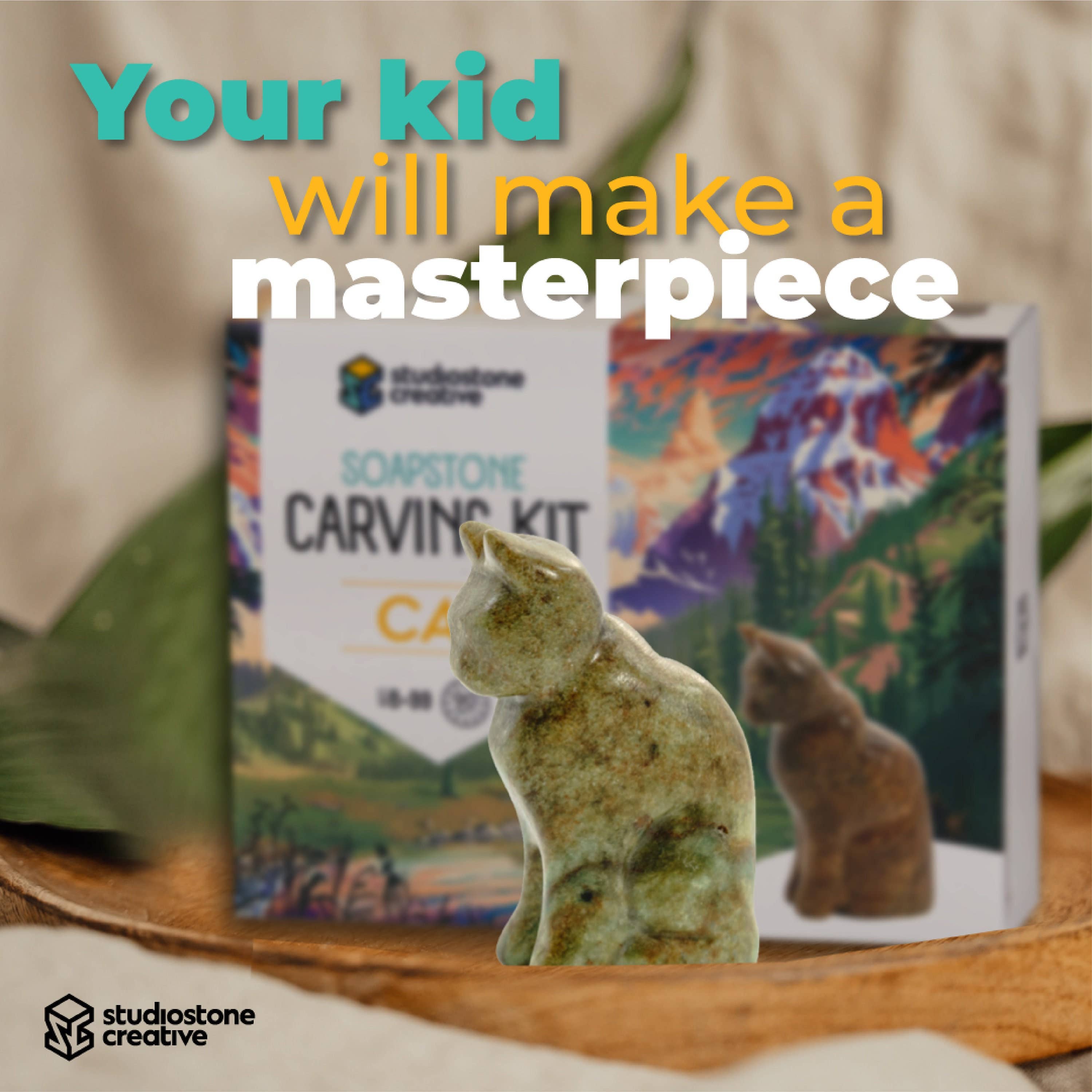 Studiostone Creative - Wholesale DIY Craft Kit - Cat Soapstone Carving Kit6