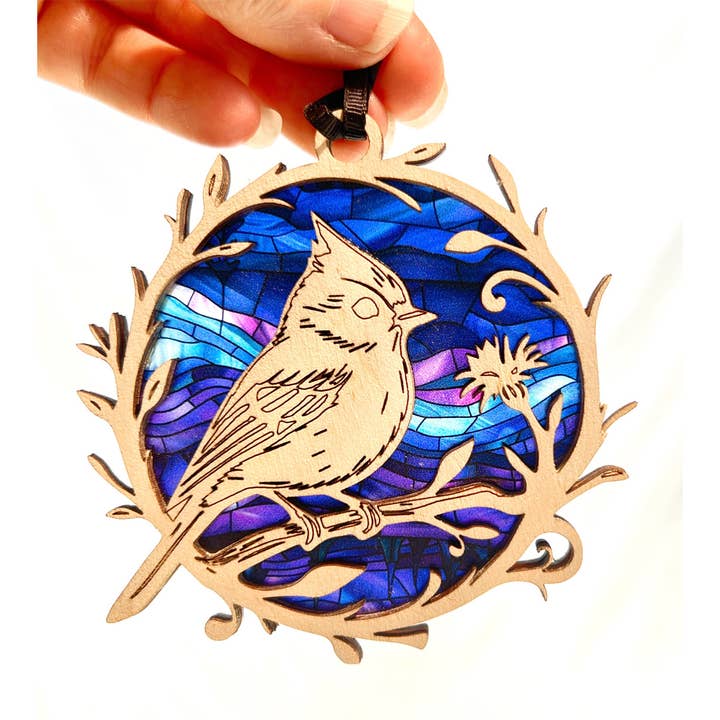 Squirrel Tacos Papercuts - Wholesale Ornament - Tufted Titmouse Bird Lover Ornament -Holiday Suncatcher Gift1