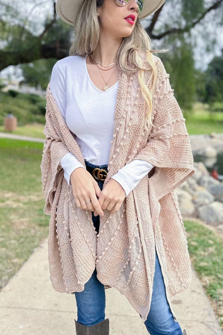 Nude 3D Textured Open Front Soft Kimono Cover UP for wholesale on Faire3