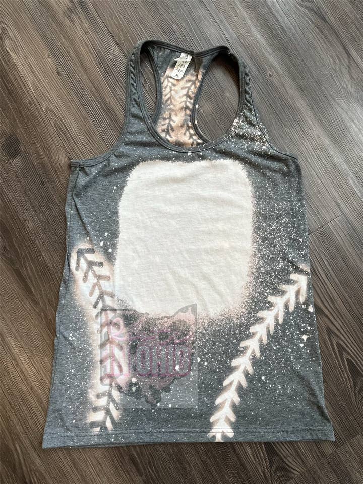 Bleached baseball tank top for wholesale by Roots.In.Ohio