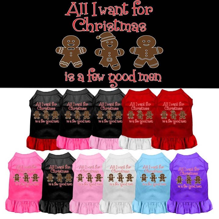 Christmas Pet Dress, "All I Want For Christmas Is A Few Good Men" for wholesale by As You Wish Apparel