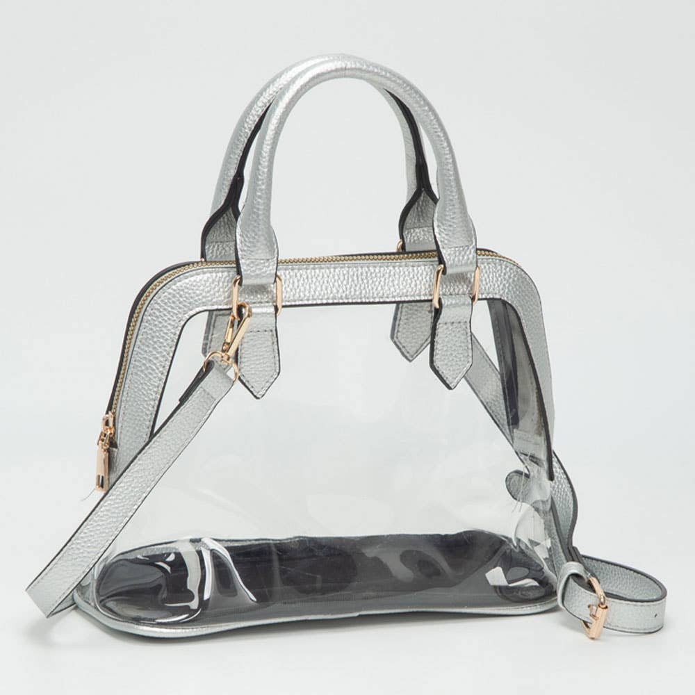 Sensibling Corp. - Vente Sac à main avec poignée sur le dessus – femme - Sac à main structuré transparent avec garniture en similicuir / Sac bandoulière9