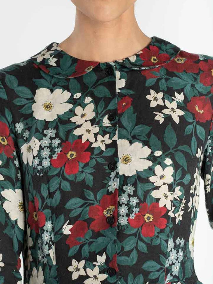 Night Garden Classic – Midi Linen Dress with Peter Pan Collar for wholesale on Faire10