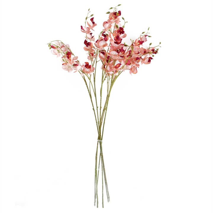 Leaf Design UK LTD - Wholesale Artificial Flowers - Pack 6x Artificial Flowers Pink Mini Orchid Stem 80cm3