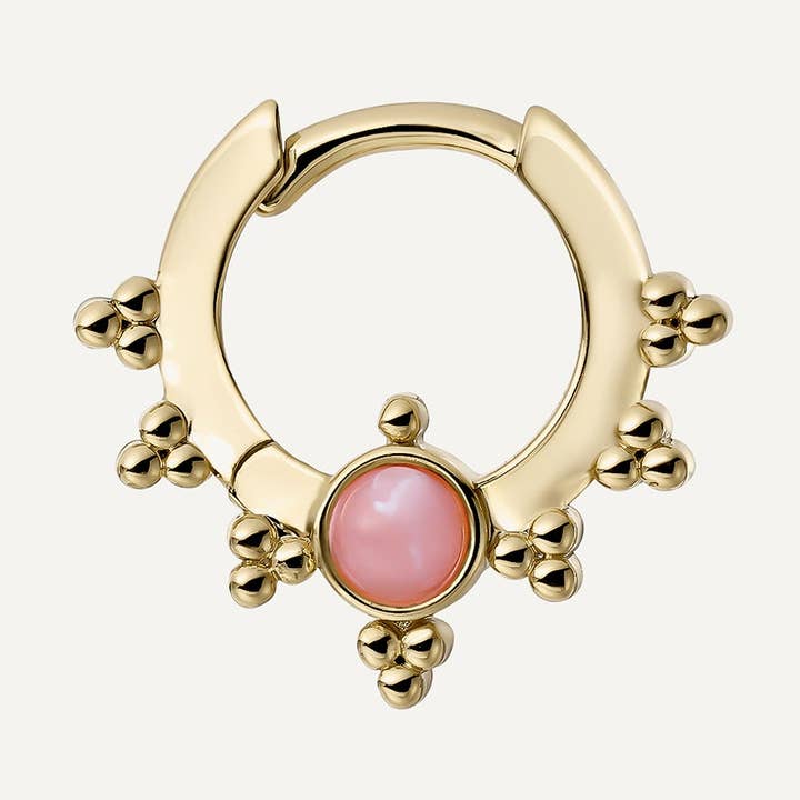 DAITH HOOP EARRING ROSE QUARTZ for wholesale by EarCandy Jewelry