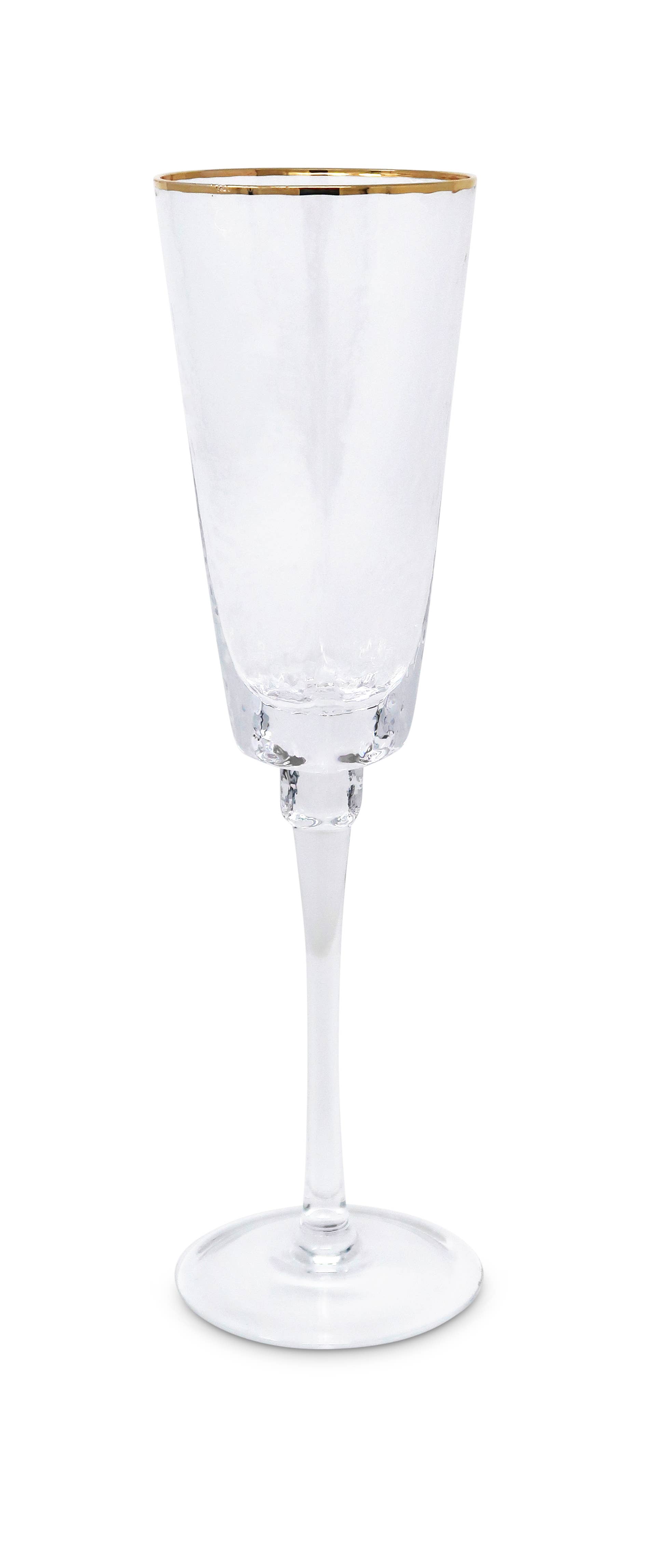 VIVIENCE - Wholesale Cocktail/Liquor Glass - Set of 6 Square Shaped Hammered Glasses with Gold Rim4