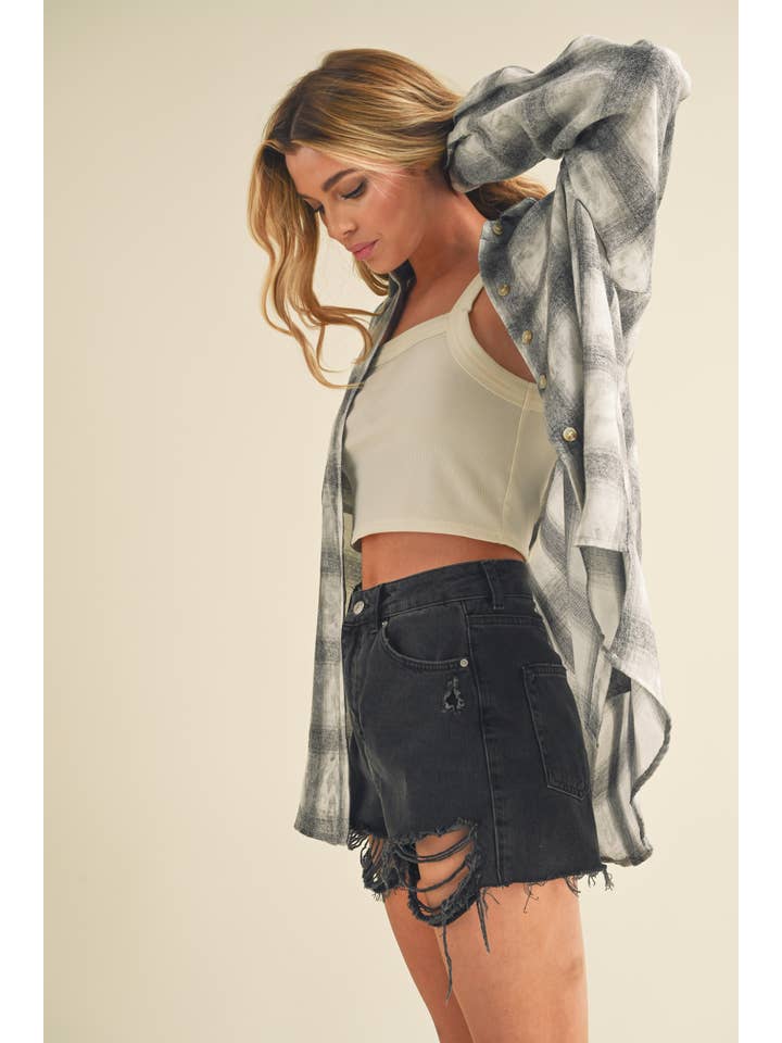 AEMI + CO – wholesale Tröja med knappar – Dam – 8323DN Laura skjorta i tvättat rutigt flanelltyg45