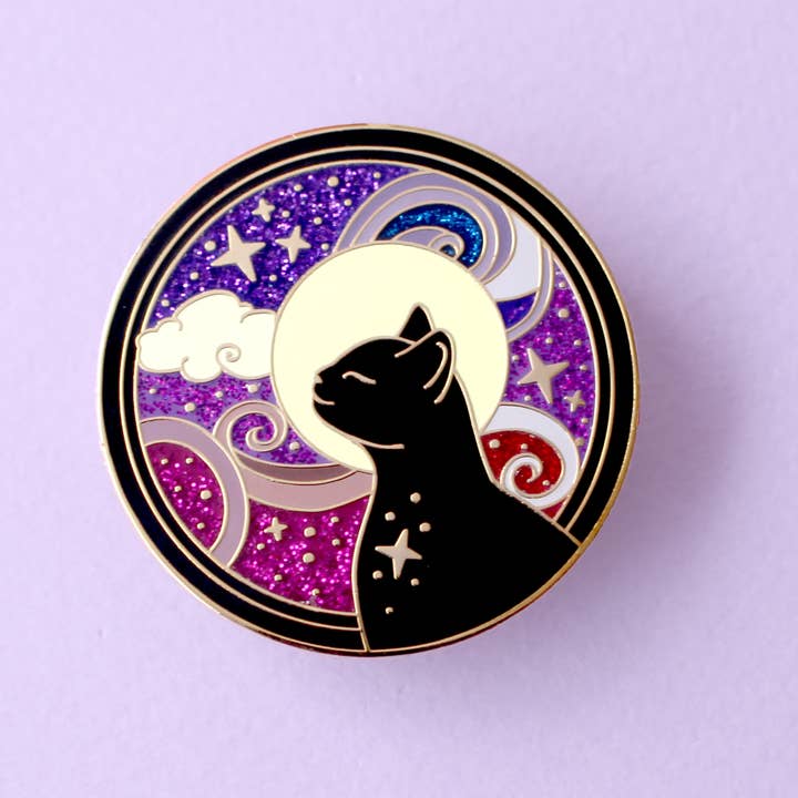 Glitter Punk - Wholesale Lapel Pin/Button - Cosmic Cat – Art Nouveau Collection